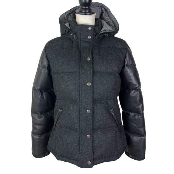Rag & Bone Penfield Trailwear Black Wool & Leather Puffer Bomber Jacket Size 8 - Picture 3 of 10